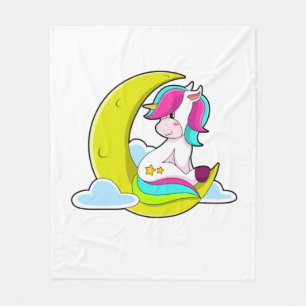Couverture Polaire Unicorne avec nuages et lune