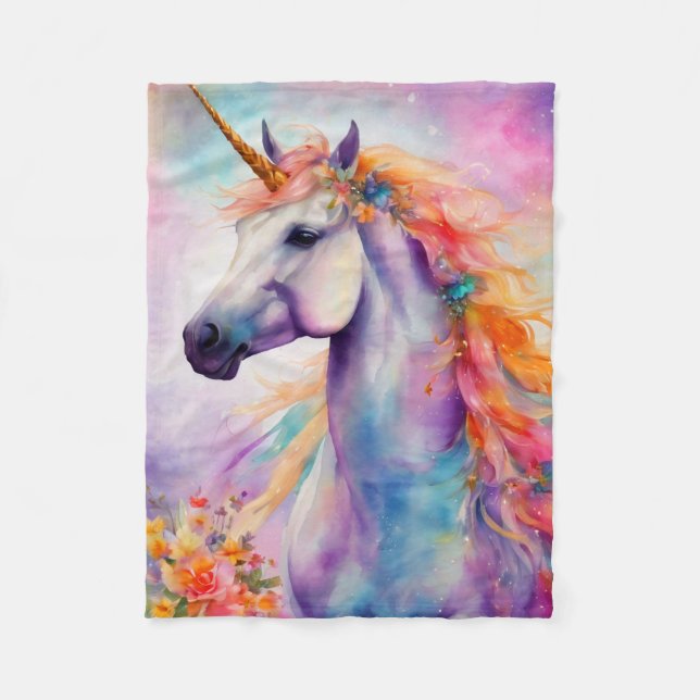 Couverture Polaire Unicorne couleur Pastel (Devant)
