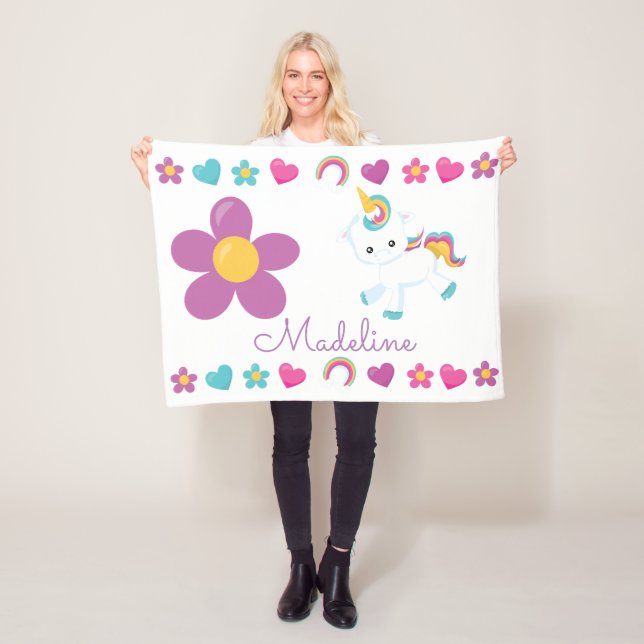 Couverture Polaire Unicorne de bébé personnalisée (En situation)