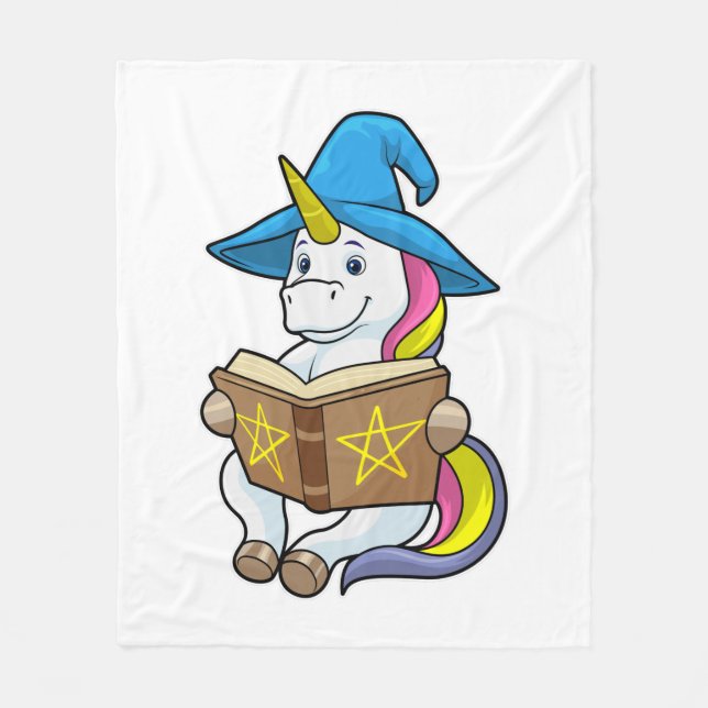 Couverture Polaire Unicorne en tant qu'assistant avec livre et Casque (Devant)