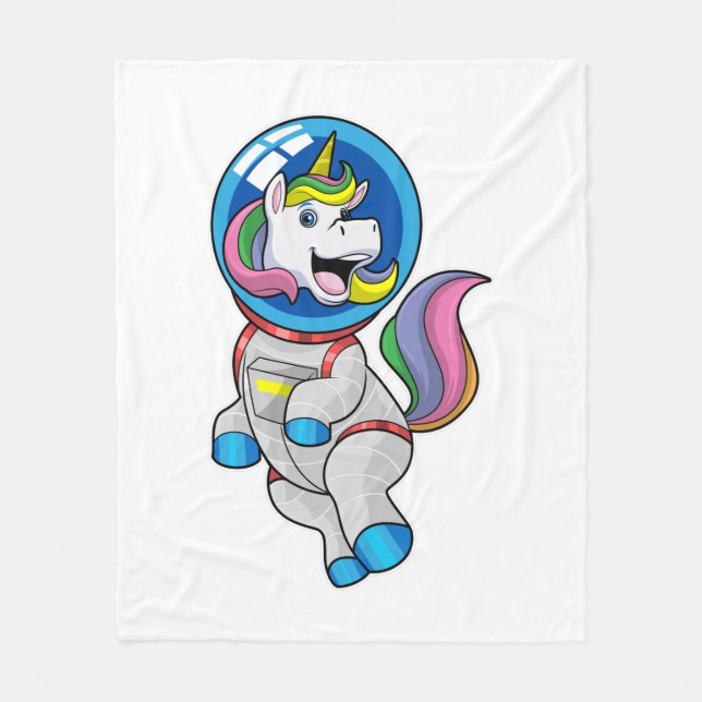 Couverture Polaire Unicorne en tant qu'astronaute dans l'espace (Devant)