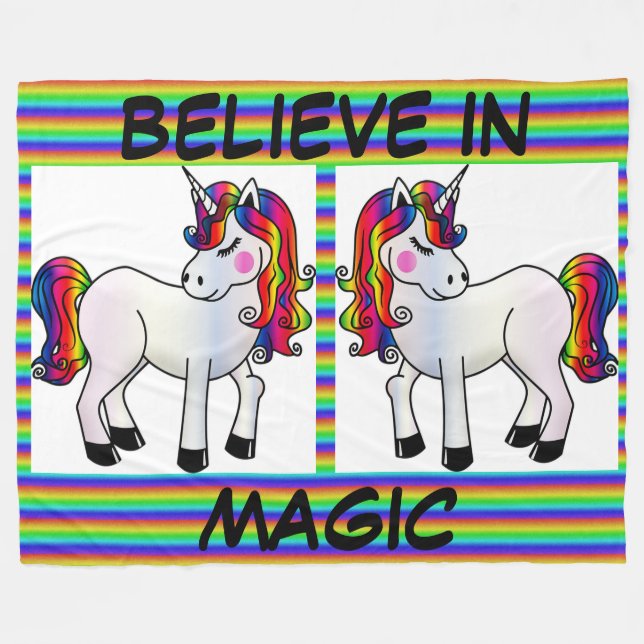 Couverture Polaire Unicorne magique (Devant (Horizontal))