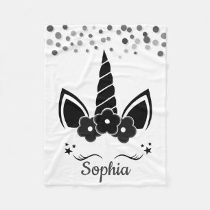 Couverture Polaire Unicorne personnalisée avec Pony Black
