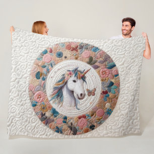 Couverture Polaire Unicorne quadrillée