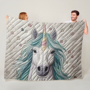 Couverture Polaire Unicorne quadrillée