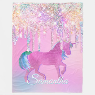 Couverture Polaire Unicorne rose arc-en-ciel mignon Parties scintilla
