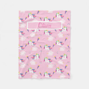 Couverture Polaire Unicorne rose Nom du bébé