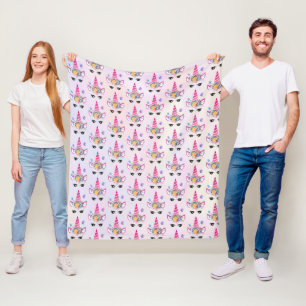 Couverture Polaire Unicorne tendance avec couronne et papillons flora