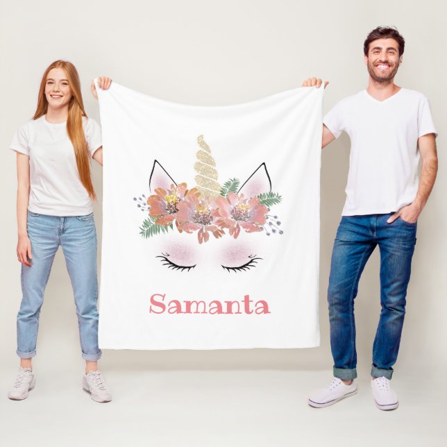 Couverture Polaire Unicorne, Visage Unicorne, personnalisée, girly, f (En situation)