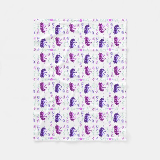 Couverture Polaire Unicornes de fille Blanche polaire (Devant)