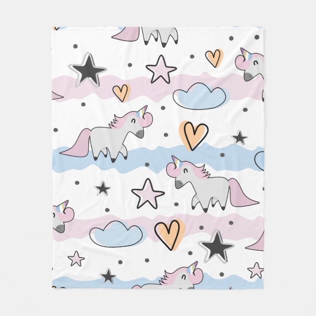 Couverture Polaire Unicorns and stars pattern (Devant)
