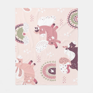 Couverture Polaire Unicorns Rainbows : Pastel Magic Arrière - plan.