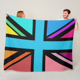 Couverture Polaire Union Jack/Drapeau Multicolore+Noir