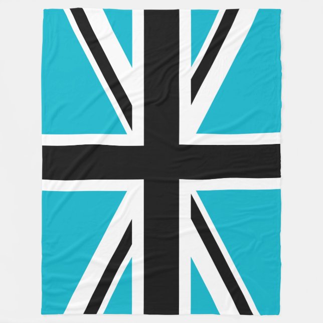 Couverture Polaire Union Jack en noir et blanc bleu (Devant)