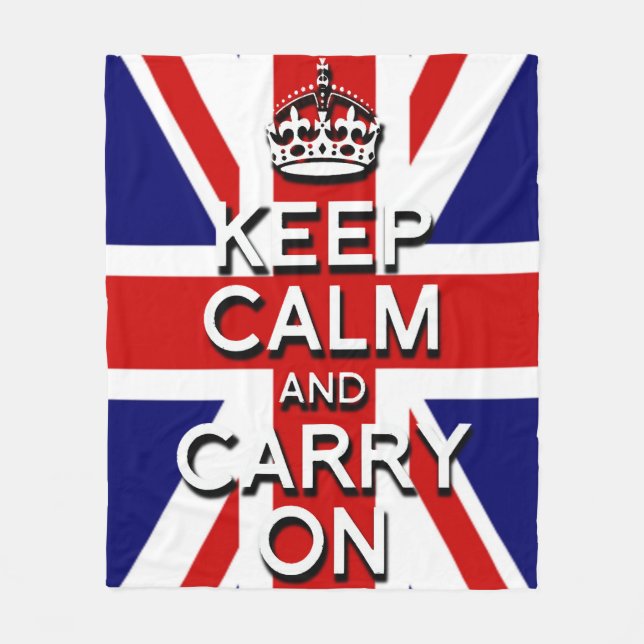 Couverture Polaire Union Jack gardez votre calme et continuez (Devant)