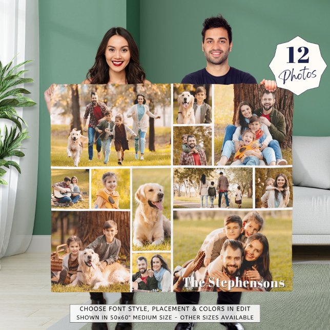 Couverture Polaire Unique 12 Photo Nom Collage Simple (Créateur téléchargé)