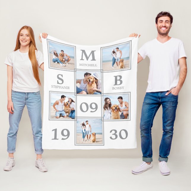 Couverture Polaire Unique Collage Photo Nouveau-marié Mariage Keepsak (En situation)