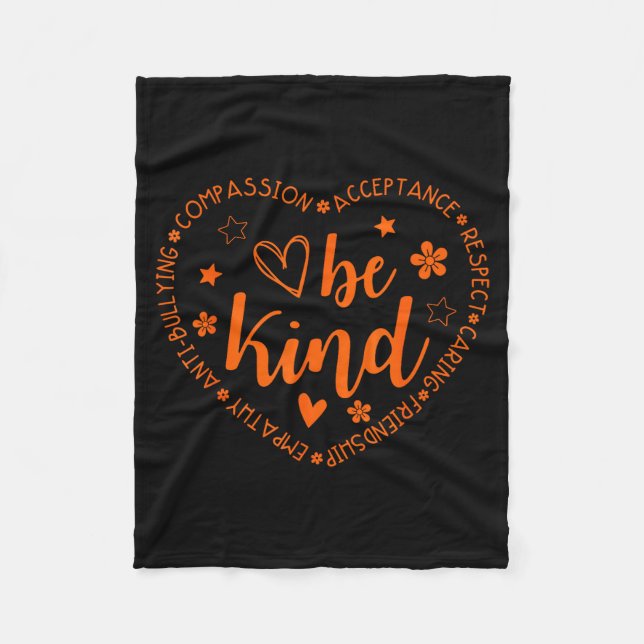 Couverture Polaire Unity Day Be Kind Kindness Orange Anti Bullying Te (Devant)