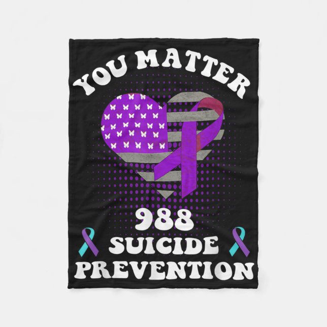 Couverture Polaire Us Flag You 988 Suicide Prevention Awareness Ribbo (Devant)