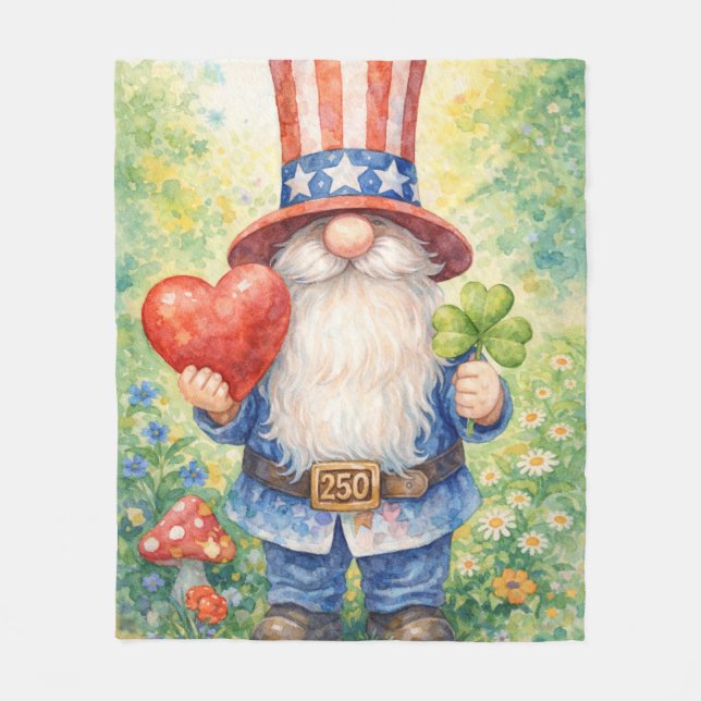 Couverture Polaire USA 250th Anniversary Patriotic Gnome Heart Shamro (Devant)