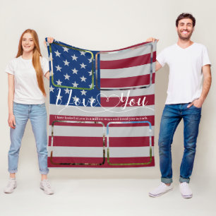Couverture Polaire USA flag Love Photo collage Anniversaire Valentine