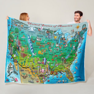 Couverture Polaire USA Fun Map Fleece Blanche