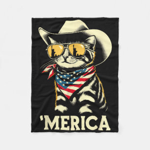 Couverture Polaire Usa merica Chat 4 juillet Hommes Femmes Enfants Fu