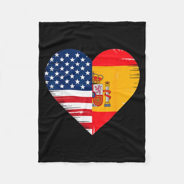 Couverture Polaire Usa Spain Heart - Dual Citizenship  (Devant)