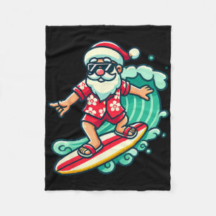 Couverture Polaire Vacances de Noël tropicales du Père Noël surfeur N