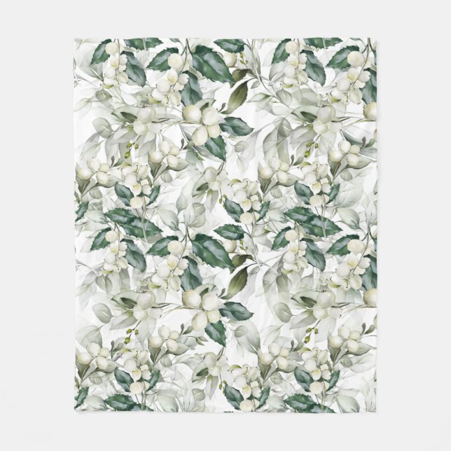 Couverture Polaire Vacances d'hiver saint branches motif vert (Devant)