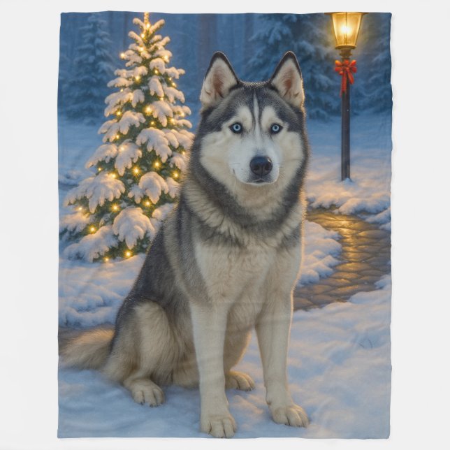 Couverture Polaire Vacances Husky Sibérien  (Devant)