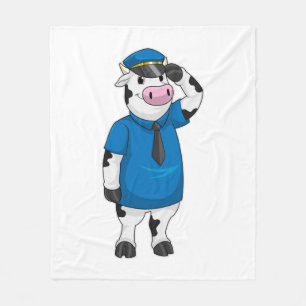 Couverture Polaire Vache comme agent de police avec casquette de poli