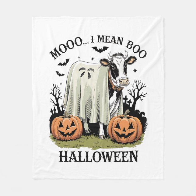 Couverture Polaire Vache de ferme Halloween vintage (Devant)