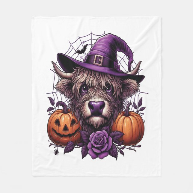 Couverture Polaire Vache d'Halloween de Witch Highland (Devant)
