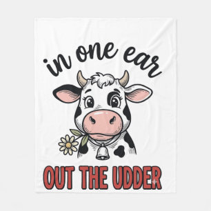Couverture Polaire Vache drôle avec une oreille dans l'autre du tee-s
