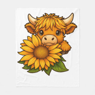 Couverture Polaire Vache et tournesol