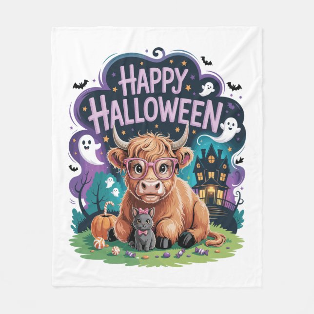 Couverture Polaire Vache Halloween Cute Highland (2) (Devant)
