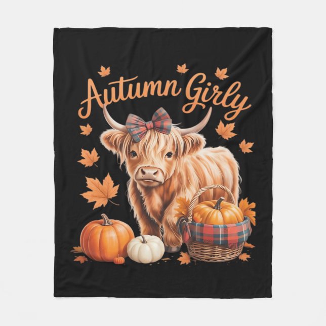 Couverture Polaire Vache Highland Chute Automne Fille Thanksgiving C (Devant)