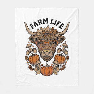 Couverture Polaire Vache Highland d'automne avec lunettes en forme de