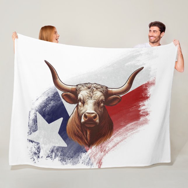 Couverture Polaire Vache longhorne du Texas (En situation)
