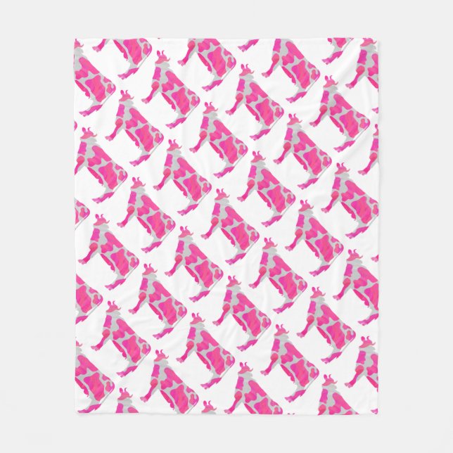 Couverture Polaire Vache Rose et Blanche Silhouette (Devant)