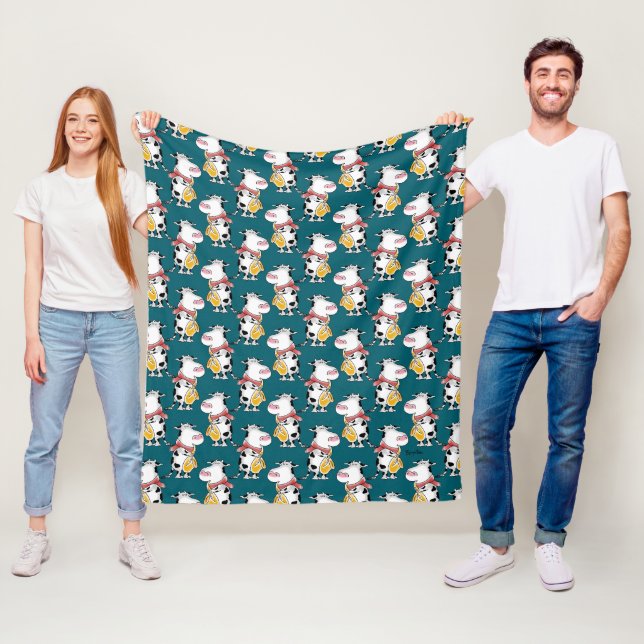 Couverture Polaire Vache Saxophone (En situation)