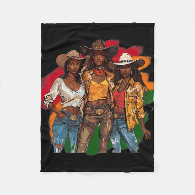 Couverture Polaire Vacheronne noire Western Rodeo Juneteenth Histoire (Devant)
