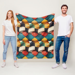Couverture Polaire Vague 3D pétale vive géométrique en couleur gras