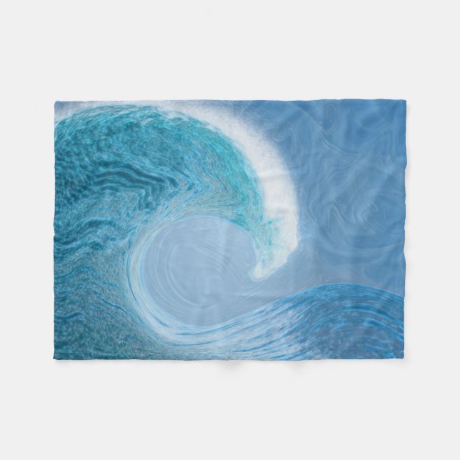 Couverture Polaire Vague Bleue Artistique (Devant (Horizontal))