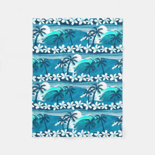 Couverture Polaire vague de surf tropicale avec palmiers