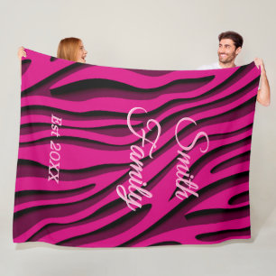 Couverture Polaire Vague Zèbre 3D Rose douce de luxe
