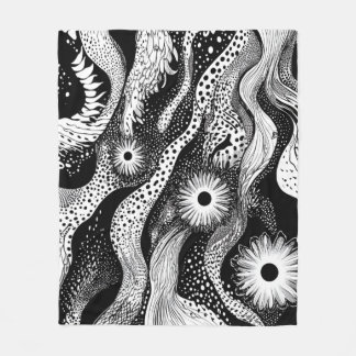 Couverture Polaire Vagues à pointes noir et blanc