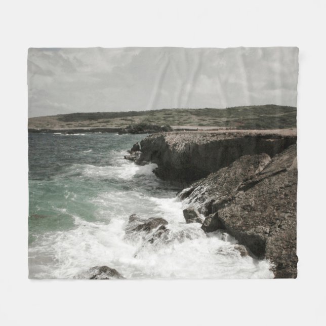 Couverture Polaire Vagues côtières déferlantes (Devant (Horizontal))