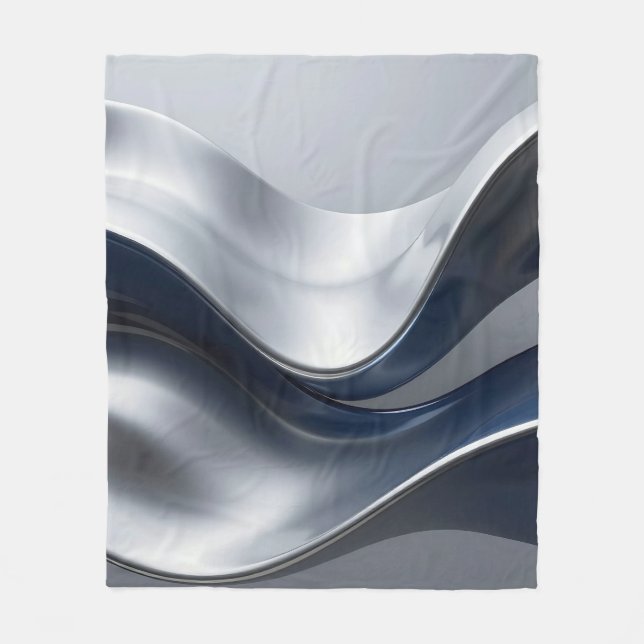 Couverture Polaire Vagues fluides argent et marine Design moderne abs (Devant)